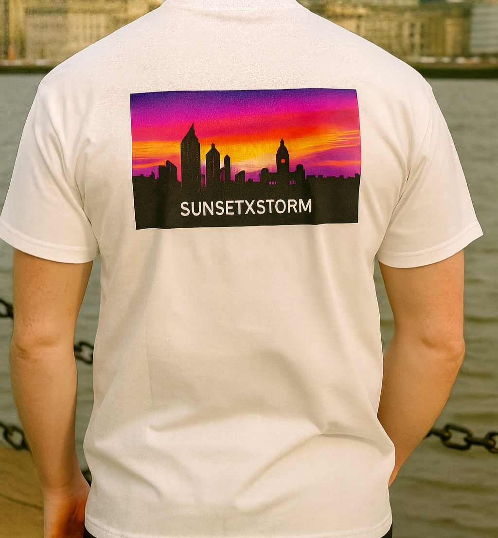 Spirit of the City - sunset X storm edition mens t shirt