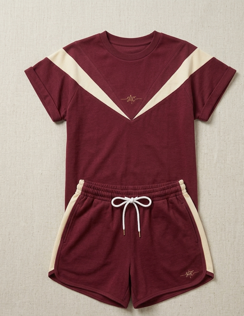 Spirit of the city- womans T-shirt & short set (red)