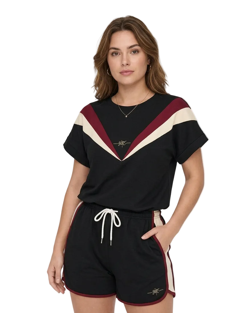 Spirit of the city- womans T-shirt & short set (black)