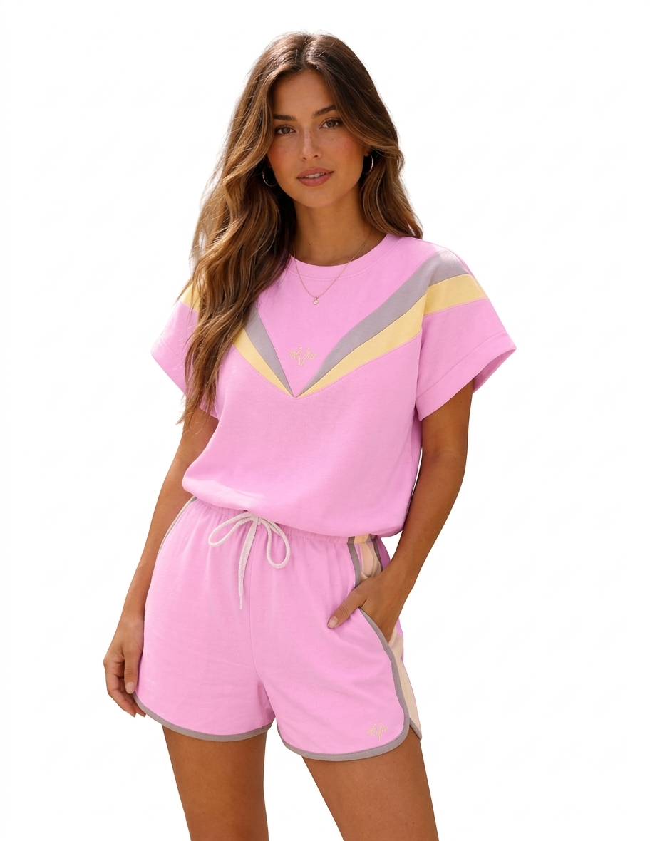 Spirit of the city- womans T-shirt & short set (pink)