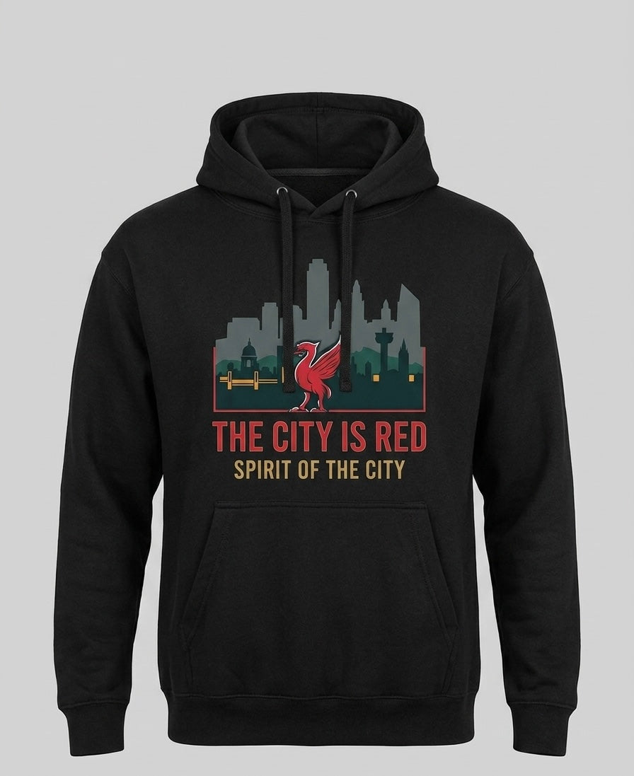Spirit of the city - The city is red’ skyline hoodie