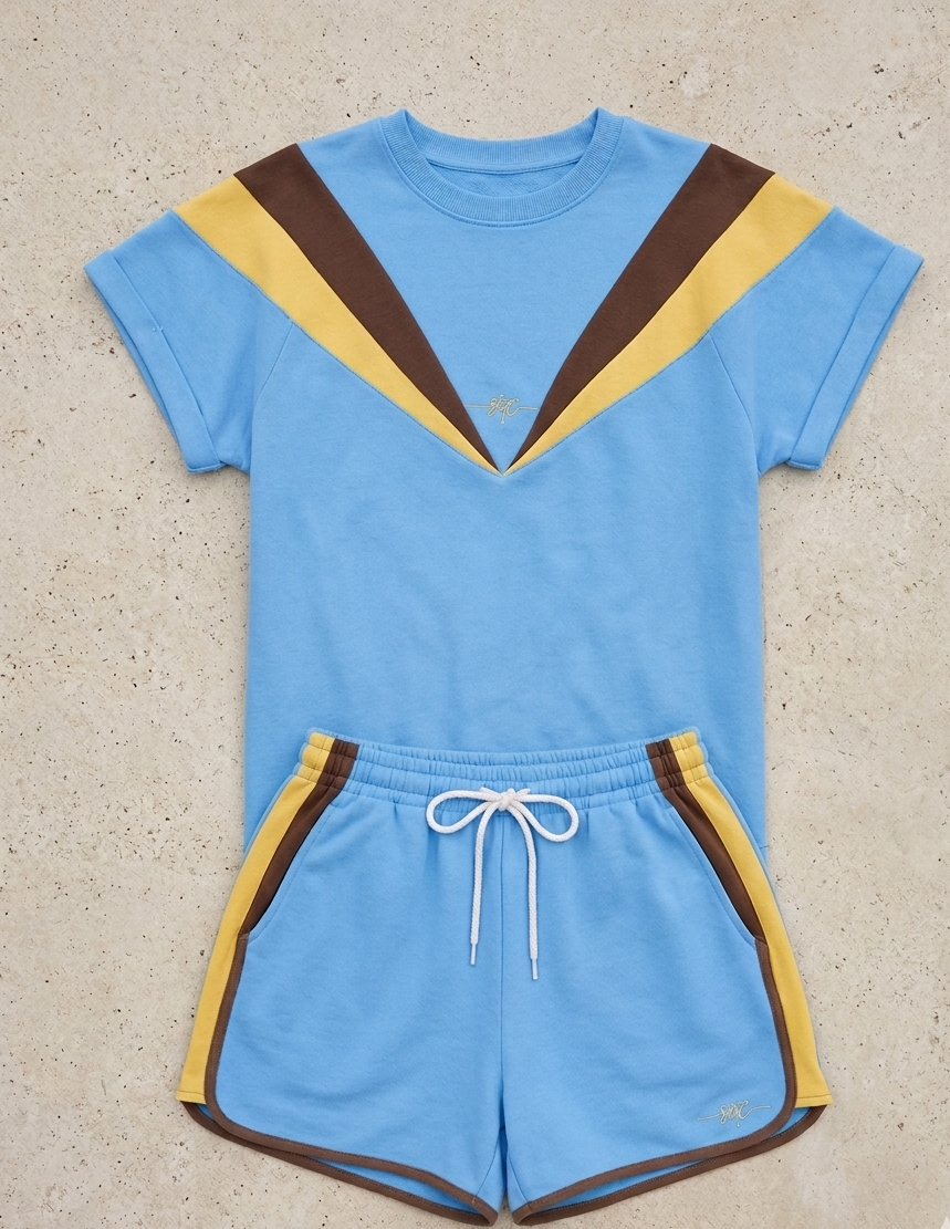 Spirit of the city- womans T-shirt & short set (blue)