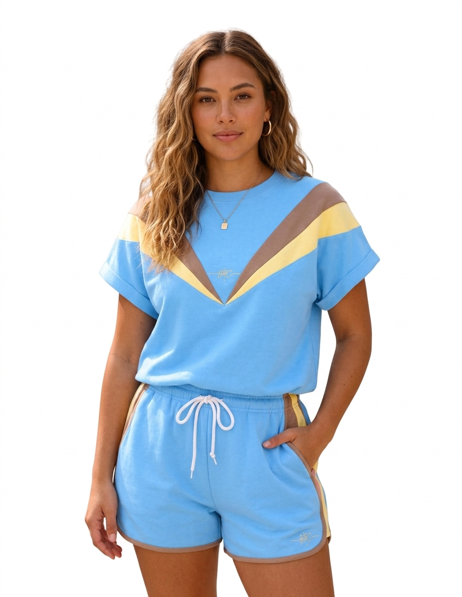 Spirit of the city- womans T-shirt & short set (blue)