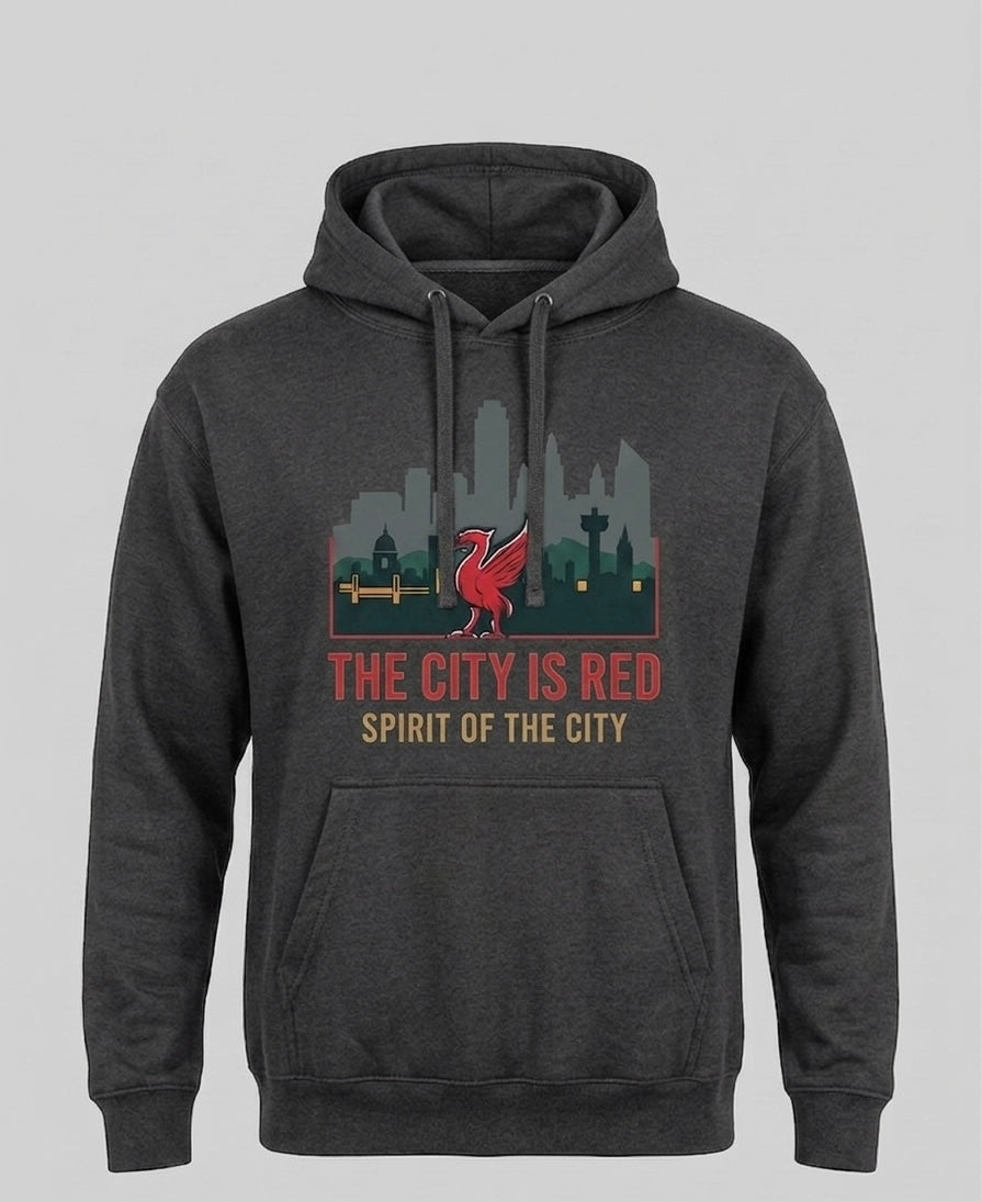Spirit of the city - The city is red’ skyline hoodie
