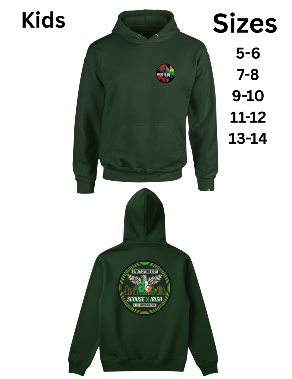 Spirit of the City X b real scouse X Irish hoodie (kids)