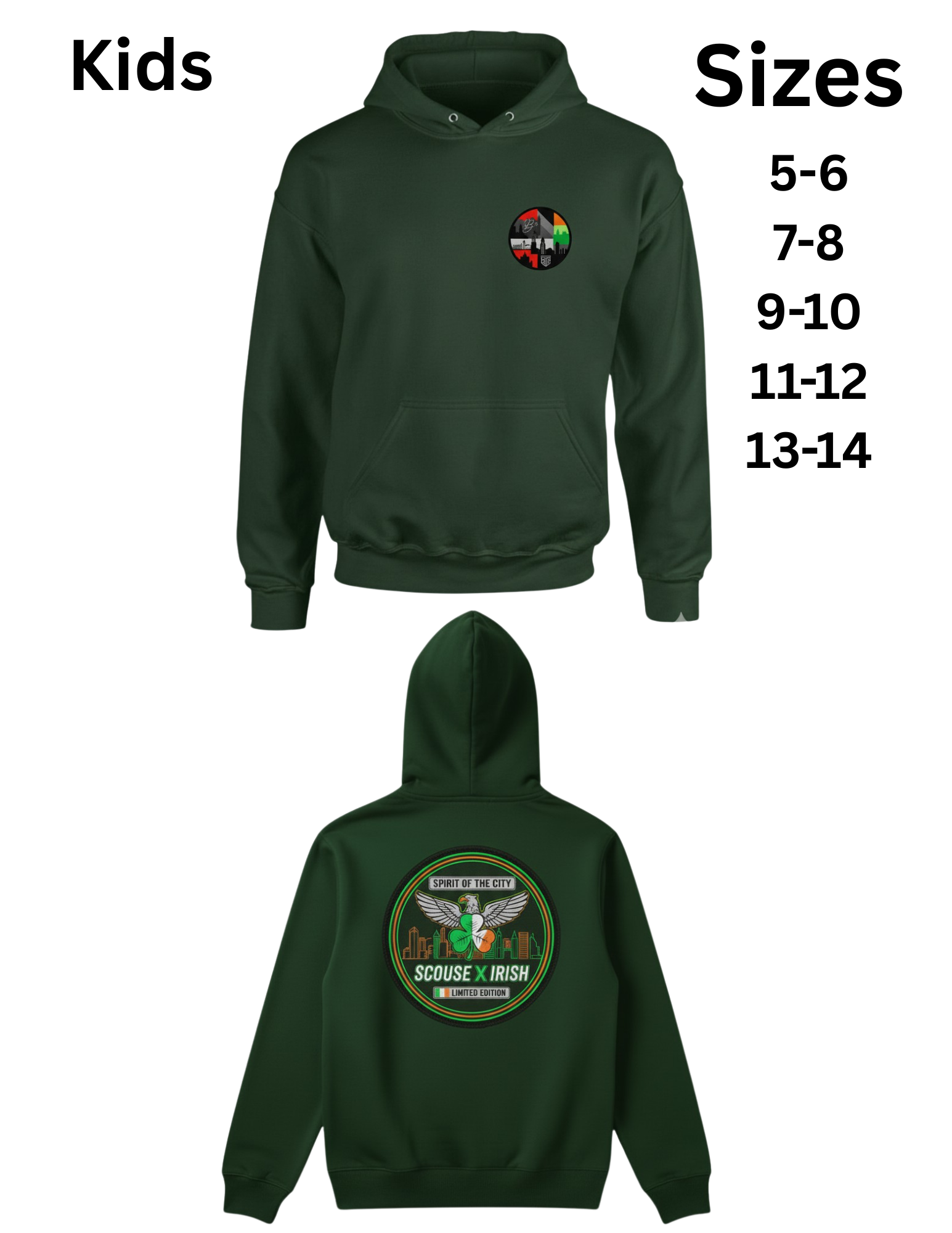 Spirit of the City X b real scouse X Irish hoodie (kids)
