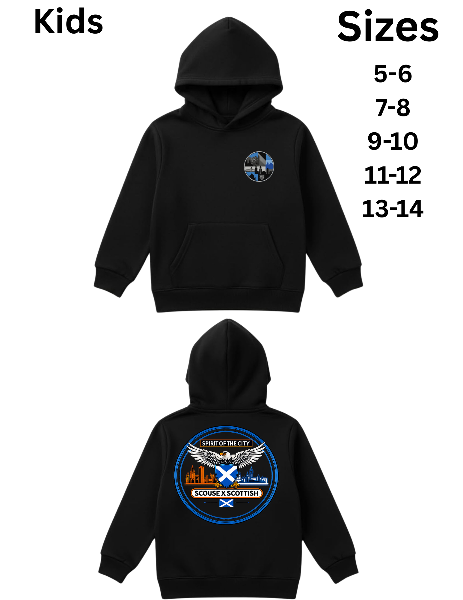 Spirit of the City X b real scouse X Scottish hoodie (kids)