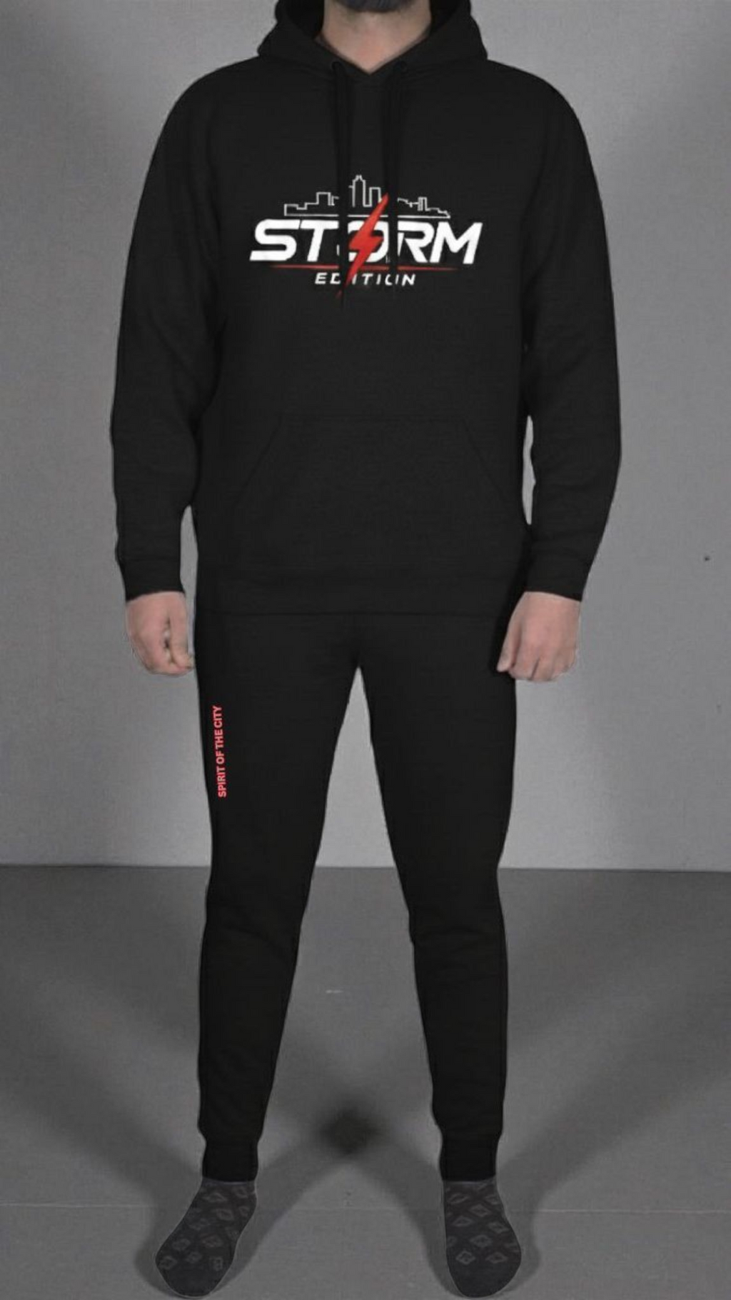 Spirit of the City- storm red mens full tracksuit black