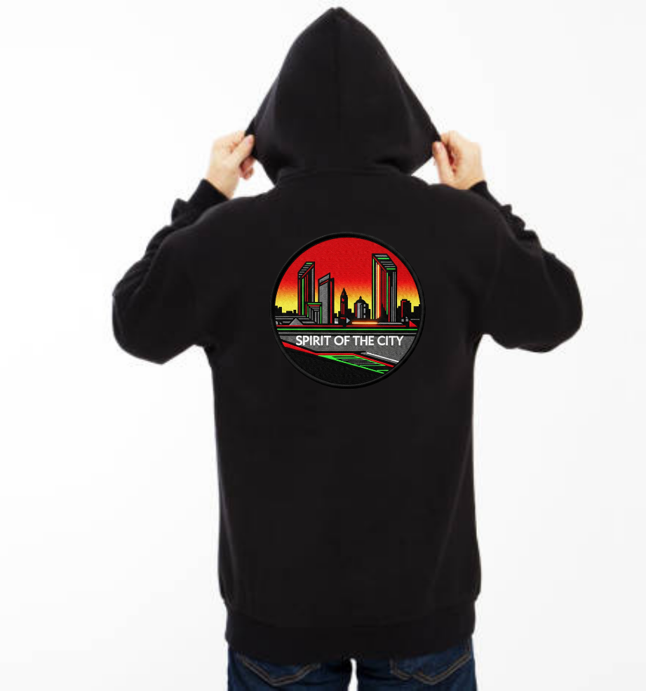 Spirit of the City - sunset skyline men's hoodie