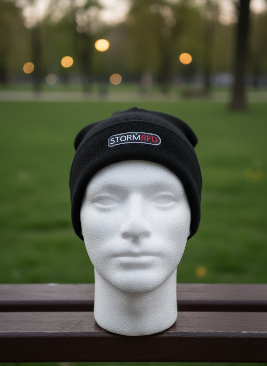 Spirit of the city storm red microfleece beanie