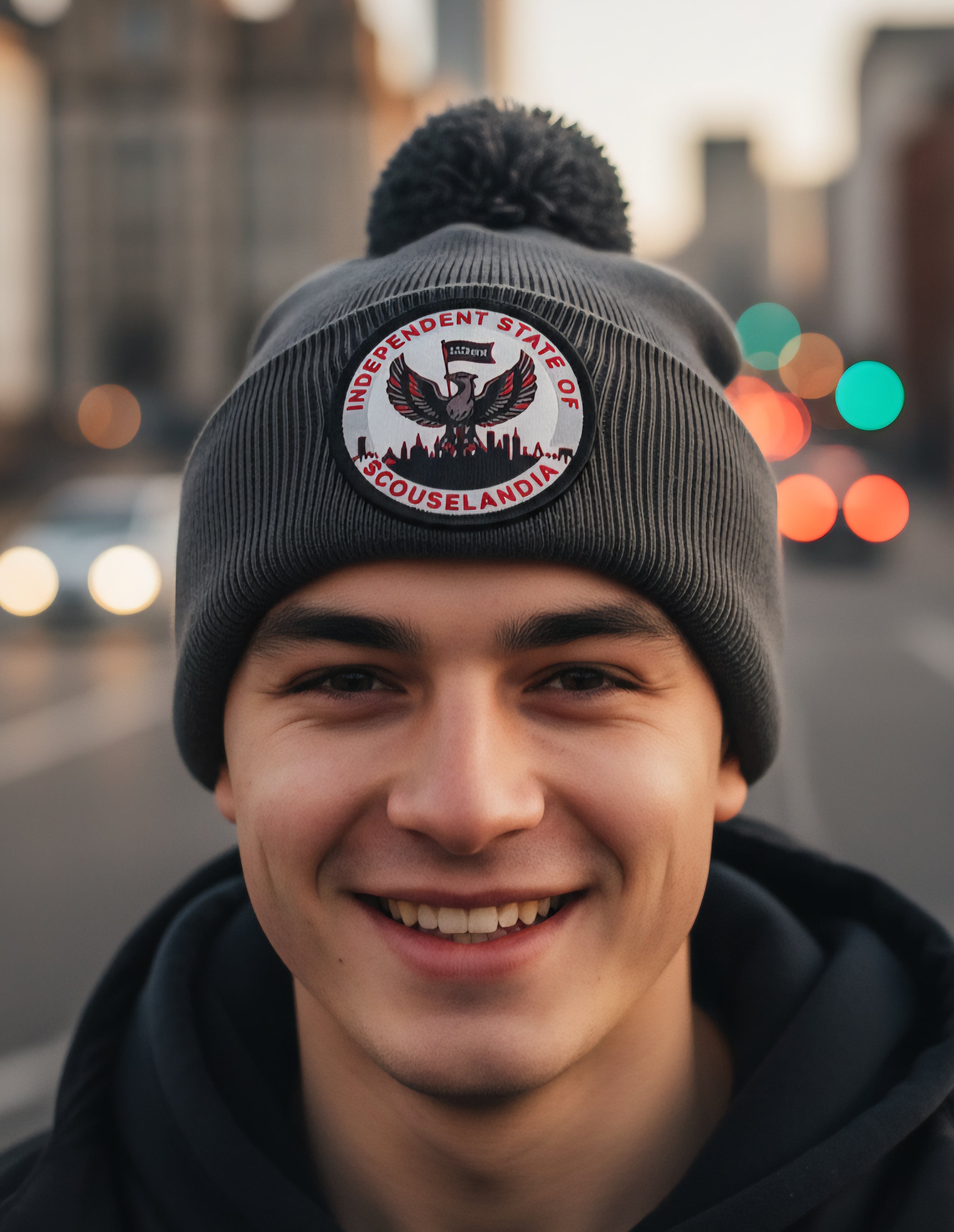 Spirit of the city-Scouselandia Bobble Beanie (Charcoal Grey)