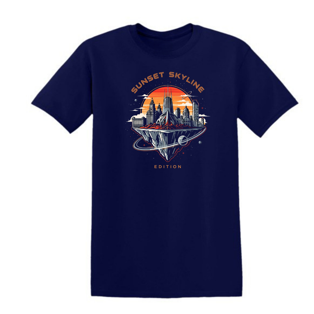 Spirit of the City- sunset skyline edition t shirt / navy