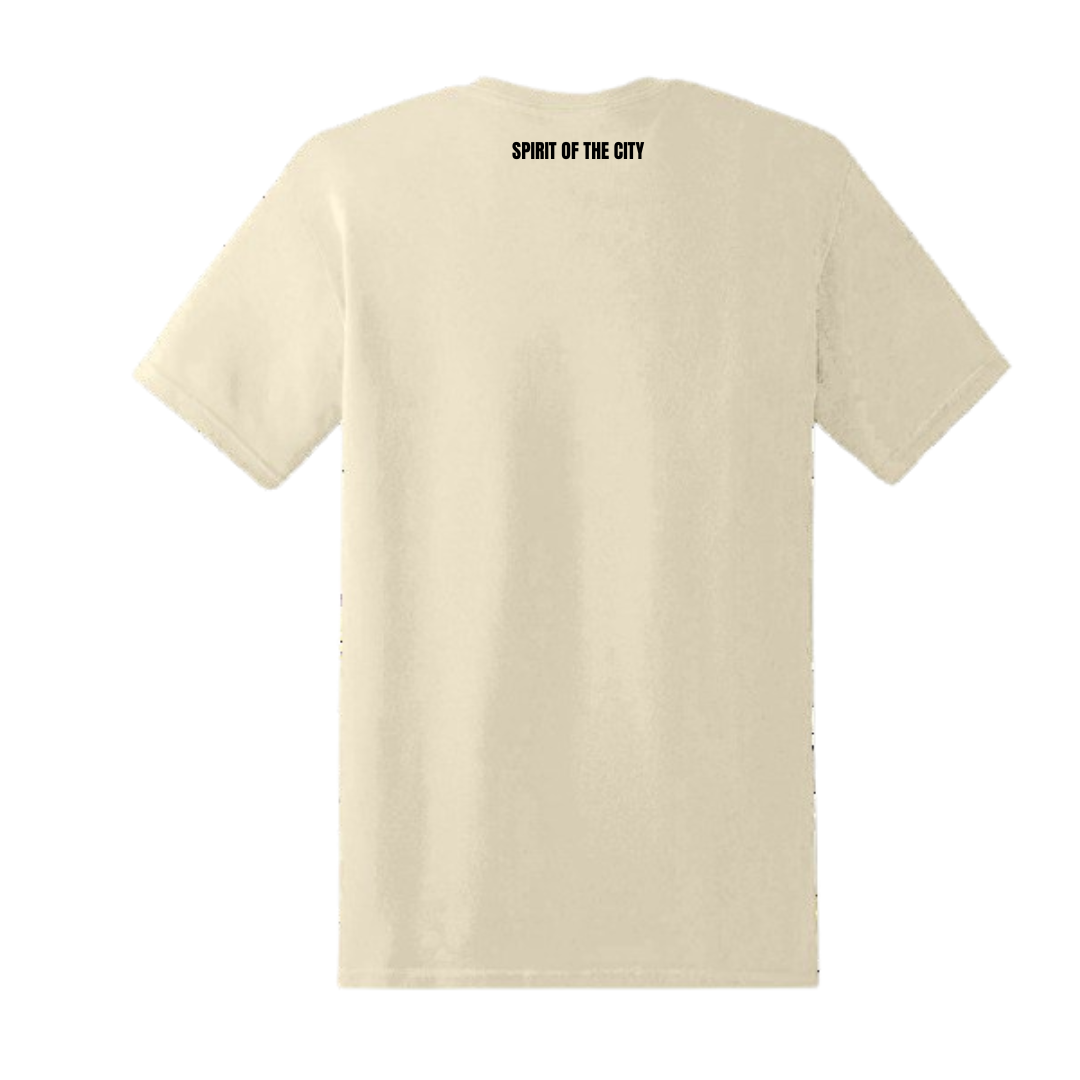 Spirit of the City- sunset skyline edition t shirt / sand