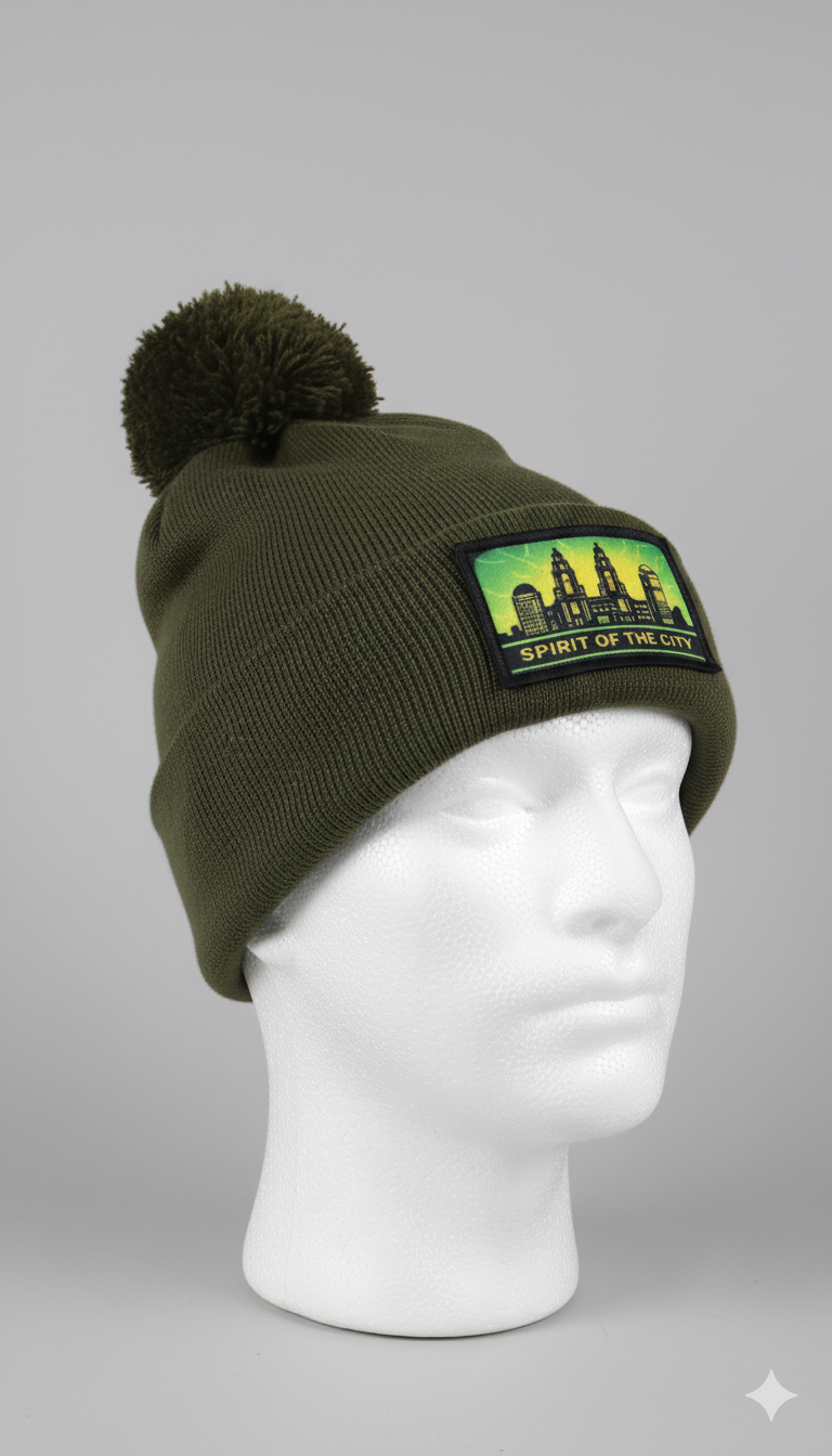 Spirit of the city-Bobble Beanie (Olive Green)