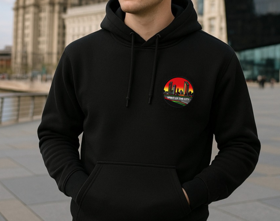 Spirit of the City - sunset skyline men's hoodie