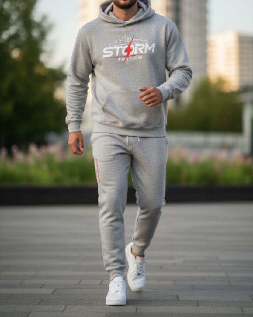 Spirit of the City- storm red mens full tracksuit grey