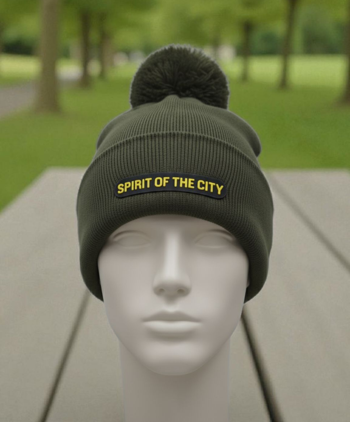 Spirit of the city- classic bobble hat- olive