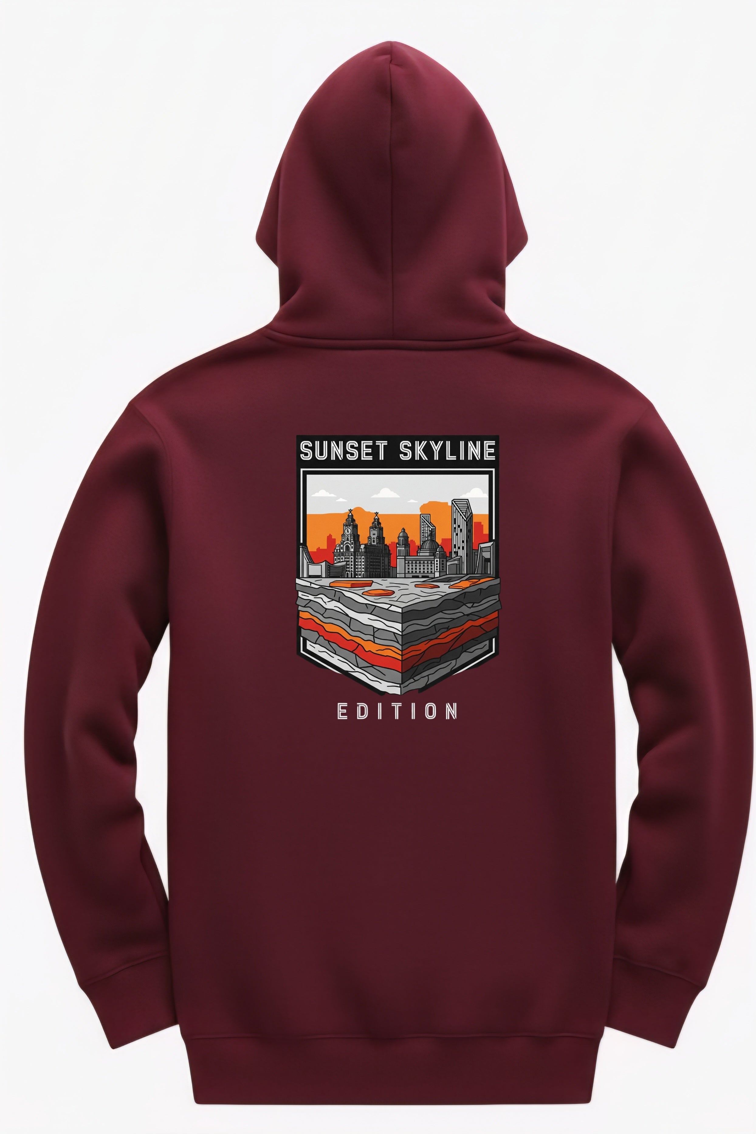 Spirit Of The City: Sunset Skyline Edition – The Burgundy Hoodie