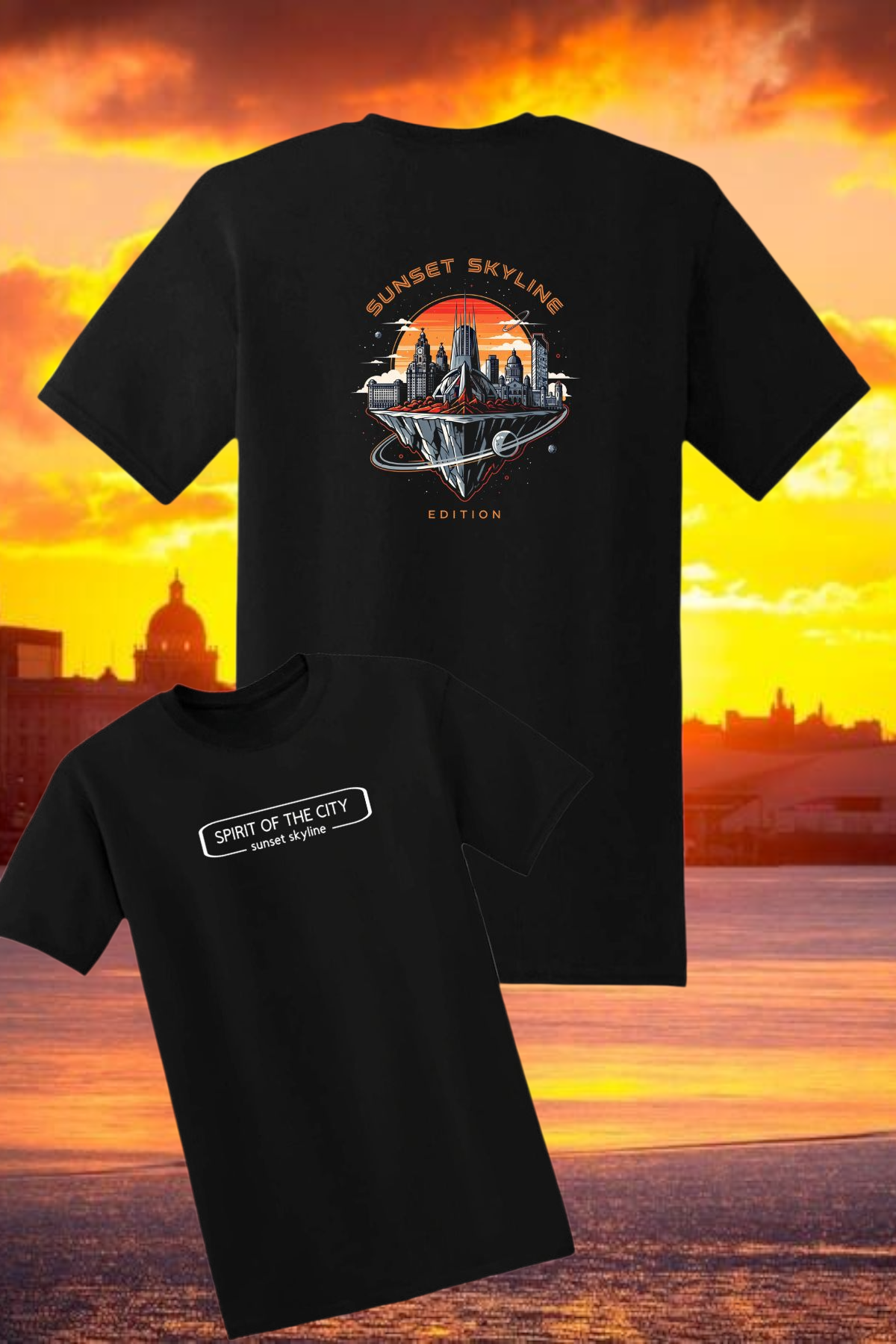 Spirit of the City- sunset skyline edition t shirt / black
