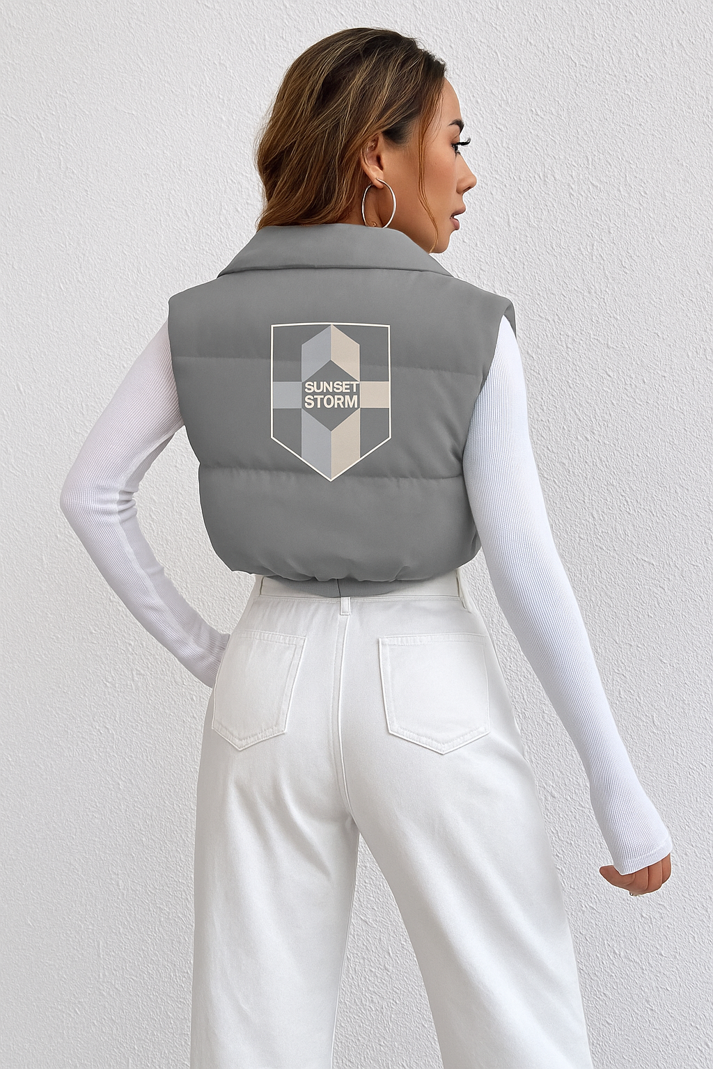 Spirit of the City- storm edition womans cropped puffer vest