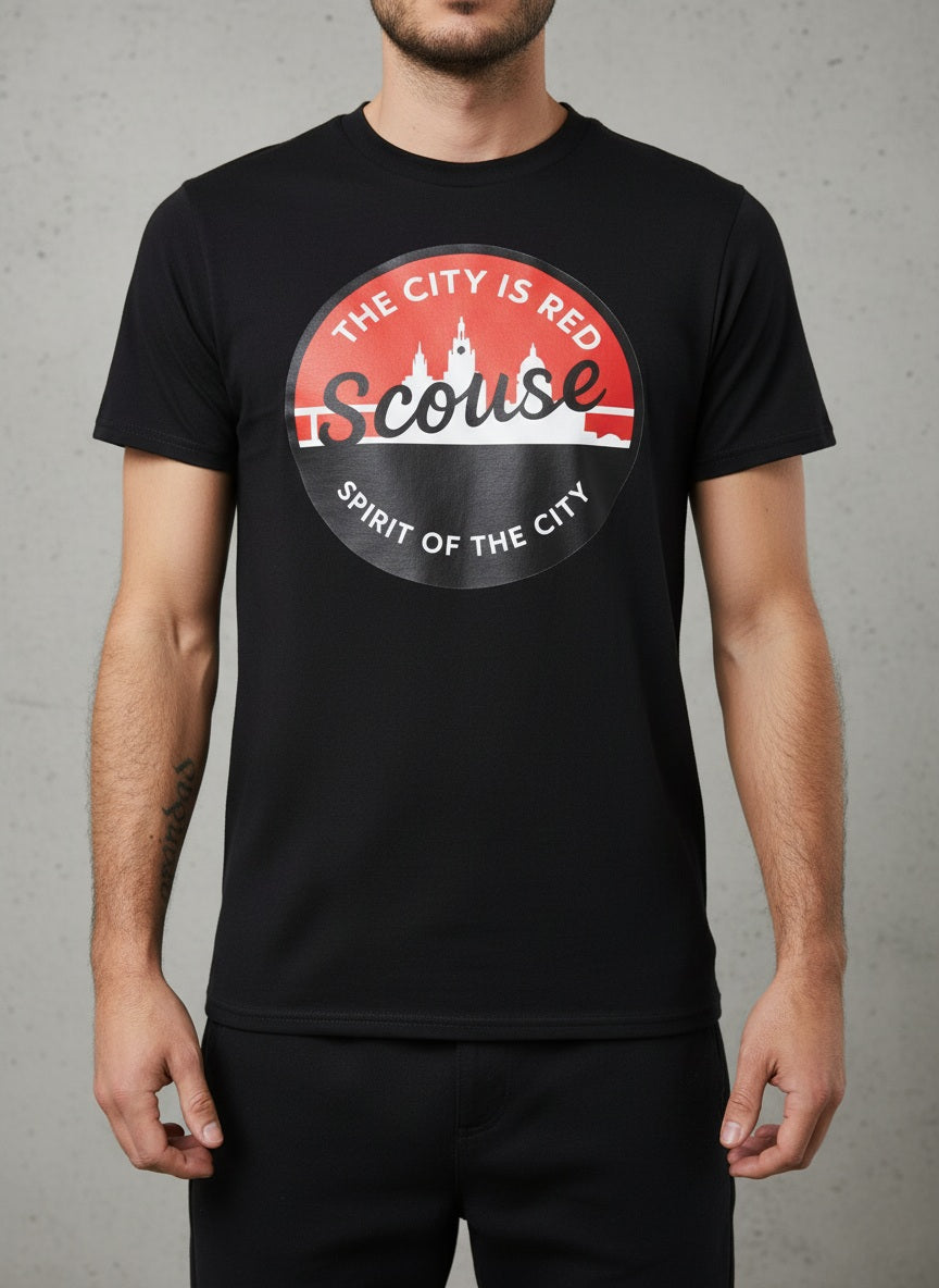 Spirit of the City- the City is red Scouse t shirt mens