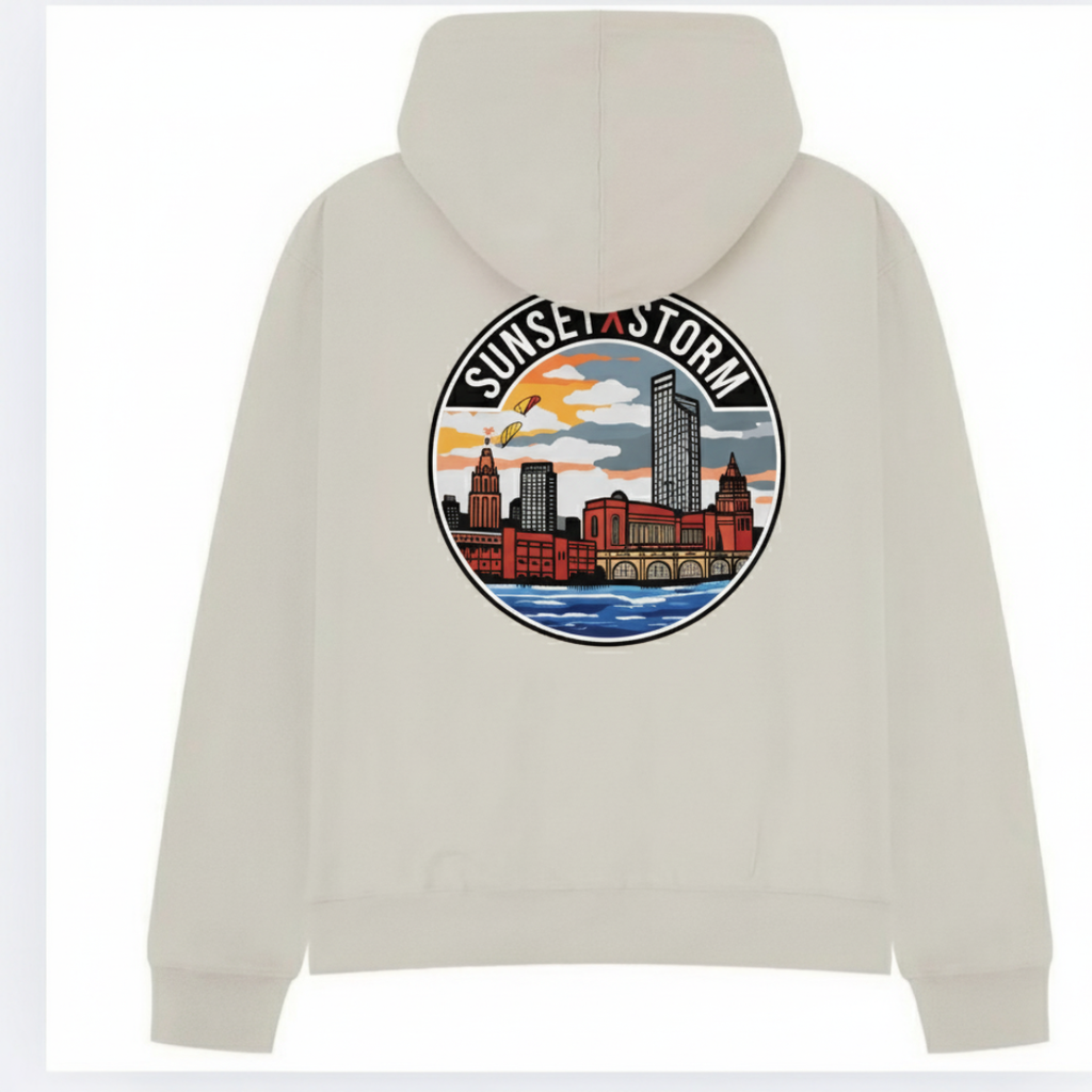 Spirit Of The City: Sunset x Storm hoodie sand