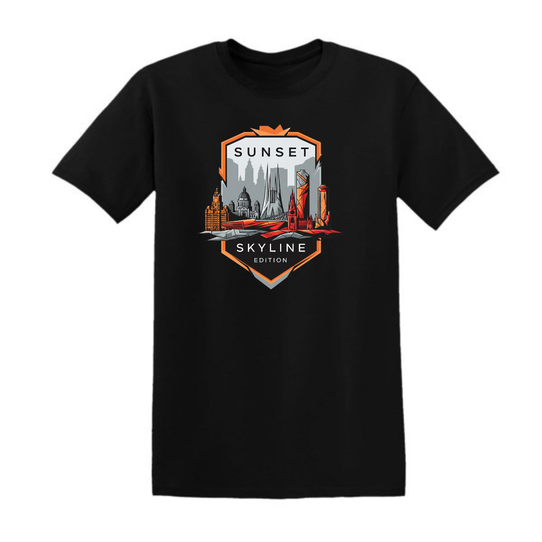 Spirit of the City- sunset skyline edition t shirt / black