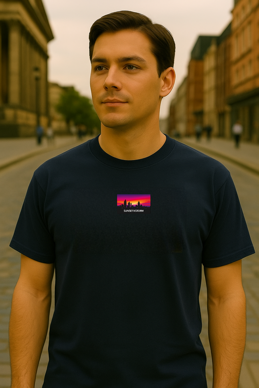 Spirit of the City - sunset X storm edition mens t shirt